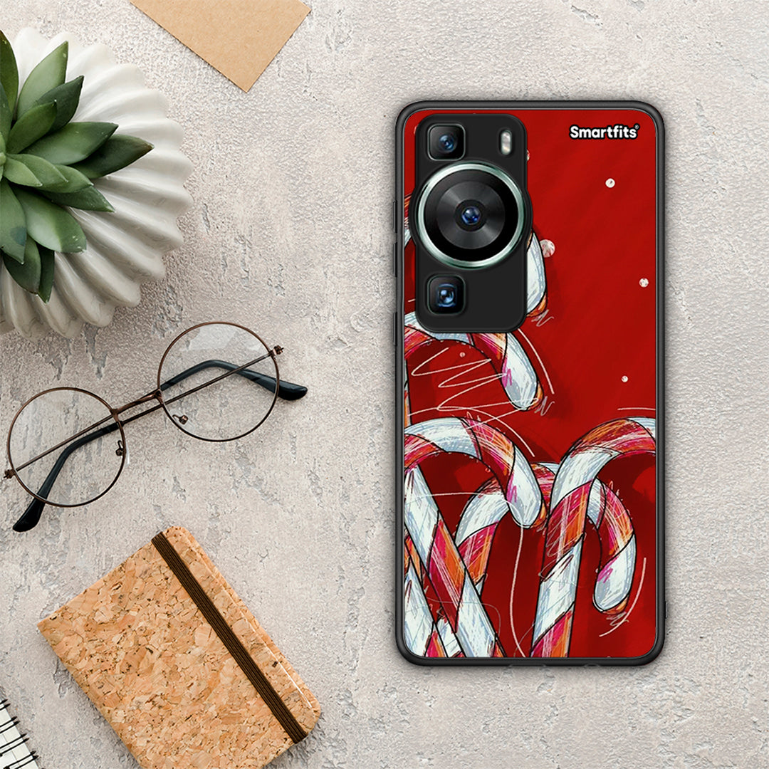 Θήκη Huawei P60 Candy Cane από τη Smartfits με σχέδιο στο πίσω μέρος και μαύρο περίβλημα | Huawei P60 Candy Cane Case with Colorful Back and Black Bezels