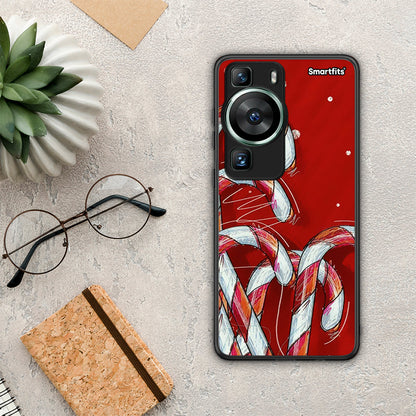 Θήκη Huawei P60 Candy Cane από τη Smartfits με σχέδιο στο πίσω μέρος και μαύρο περίβλημα | Huawei P60 Candy Cane Case with Colorful Back and Black Bezels
