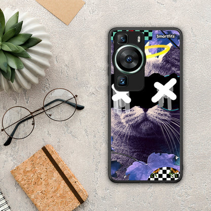 Θήκη Huawei P60 Cat Collage από τη Smartfits με σχέδιο στο πίσω μέρος και μαύρο περίβλημα | Huawei P60 Cat Collage Case with Colorful Back and Black Bezels