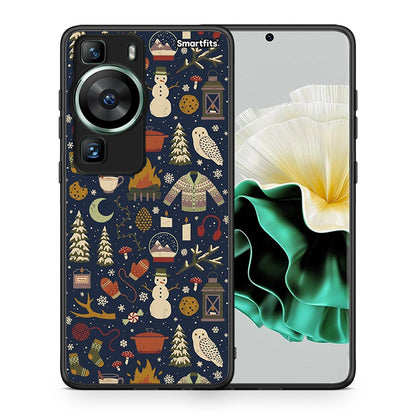 Θήκη Huawei P60 Christmas Elements από τη Smartfits με σχέδιο στο πίσω μέρος και μαύρο περίβλημα | Huawei P60 Christmas Elements Case with Colorful Back and Black Bezels