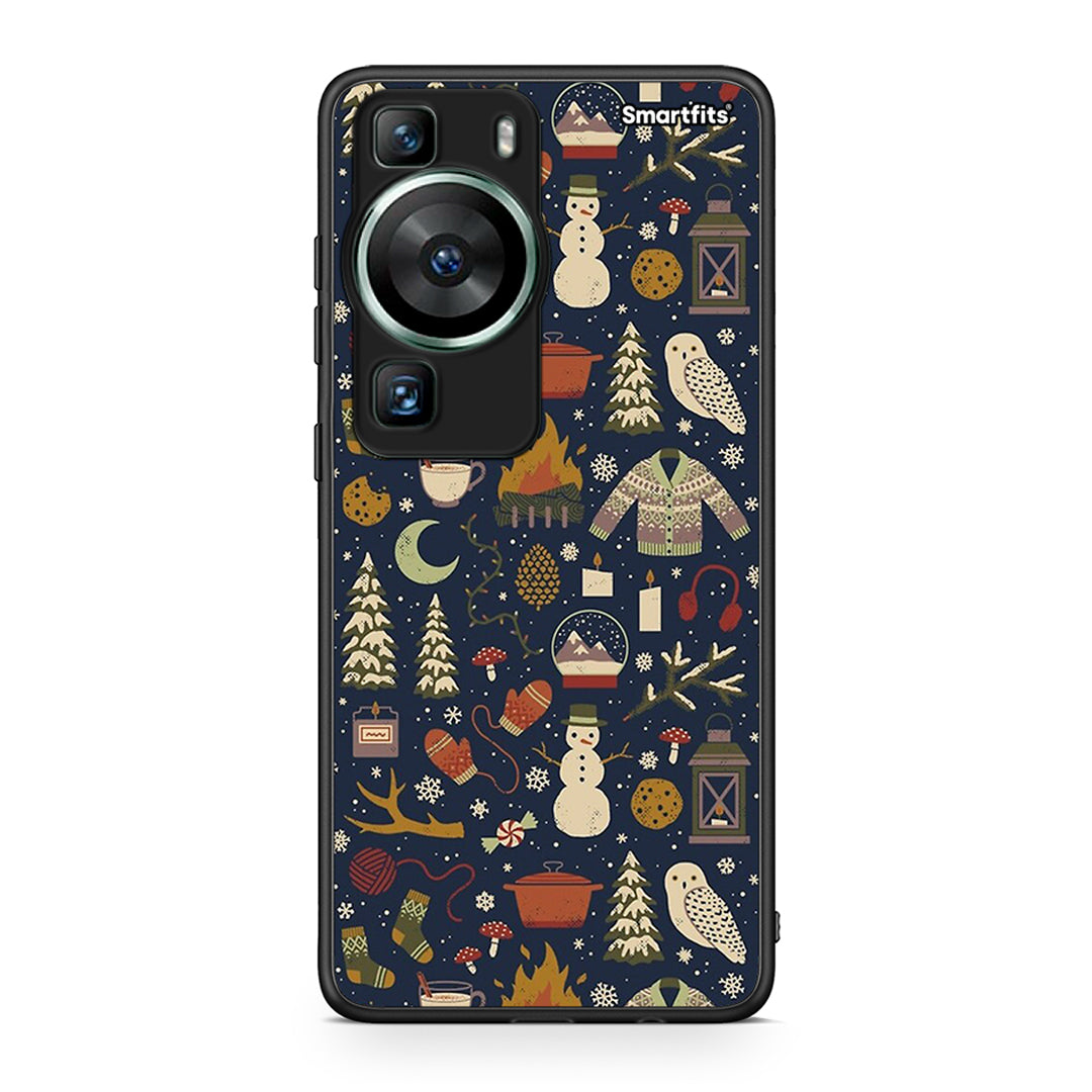 Θήκη Huawei P60 Christmas Elements από τη Smartfits με σχέδιο στο πίσω μέρος και μαύρο περίβλημα | Huawei P60 Christmas Elements Case with Colorful Back and Black Bezels
