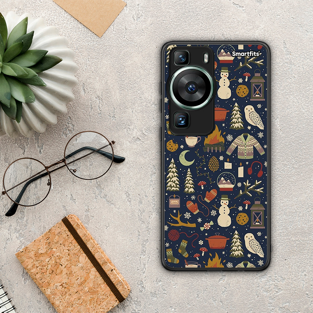 Θήκη Huawei P60 Christmas Elements από τη Smartfits με σχέδιο στο πίσω μέρος και μαύρο περίβλημα | Huawei P60 Christmas Elements Case with Colorful Back and Black Bezels