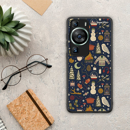 Θήκη Huawei P60 Christmas Elements από τη Smartfits με σχέδιο στο πίσω μέρος και μαύρο περίβλημα | Huawei P60 Christmas Elements Case with Colorful Back and Black Bezels