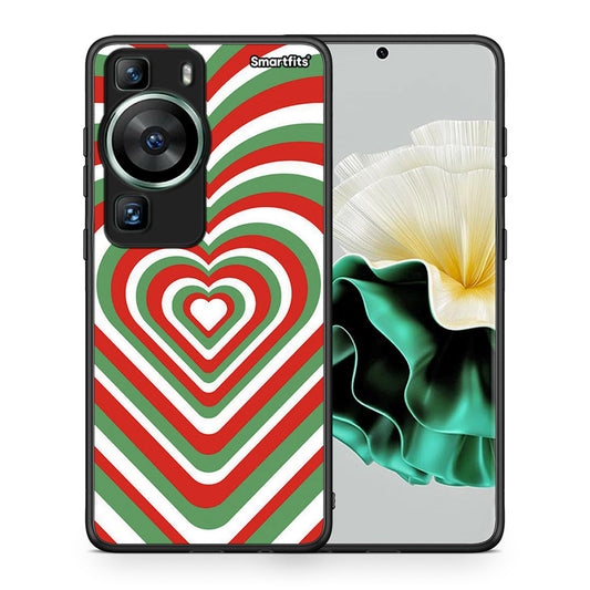 Θήκη Huawei P60 Christmas Hearts από τη Smartfits με σχέδιο στο πίσω μέρος και μαύρο περίβλημα | Huawei P60 Christmas Hearts Case with Colorful Back and Black Bezels