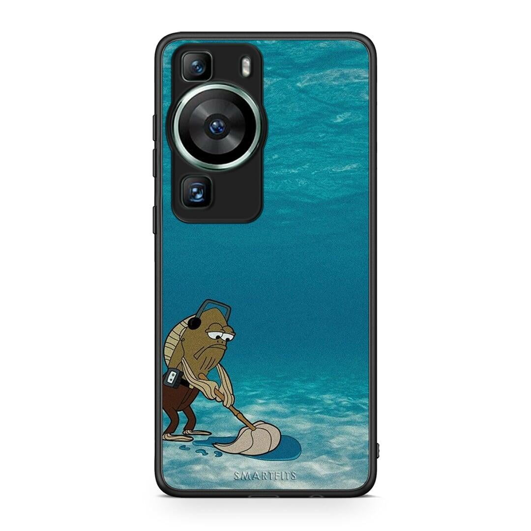 Θήκη Huawei P60 Clean The Ocean από τη Smartfits με σχέδιο στο πίσω μέρος και μαύρο περίβλημα | Huawei P60 Clean The Ocean Case with Colorful Back and Black Bezels