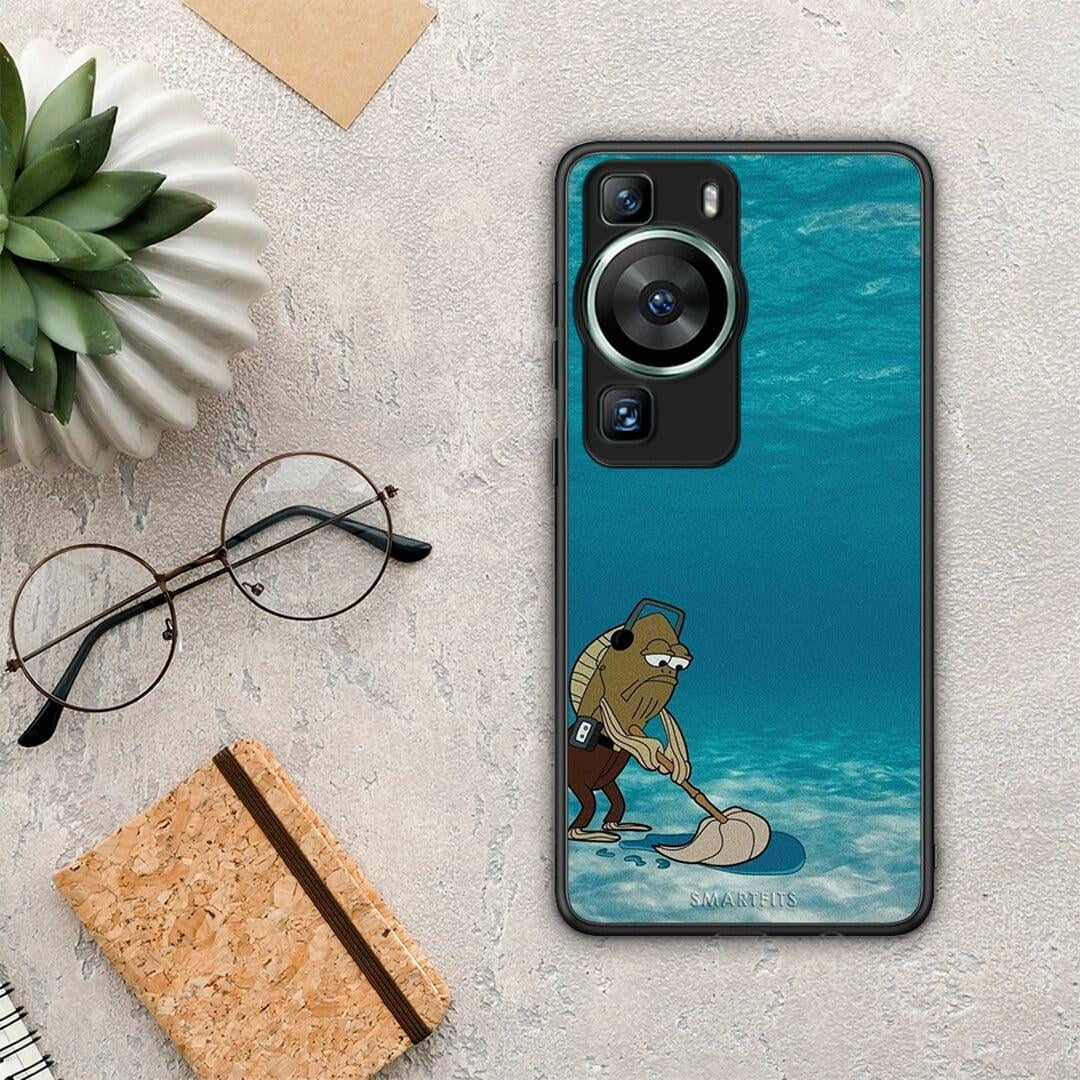 Θήκη Huawei P60 Clean The Ocean από τη Smartfits με σχέδιο στο πίσω μέρος και μαύρο περίβλημα | Huawei P60 Clean The Ocean Case with Colorful Back and Black Bezels