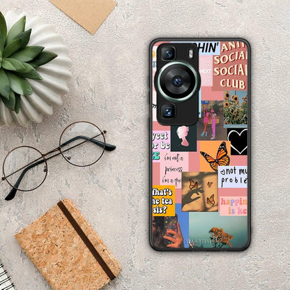 Θήκη Huawei P60 Collage Bitchin από τη Smartfits με σχέδιο στο πίσω μέρος και μαύρο περίβλημα | Huawei P60 Collage Bitchin Case with Colorful Back and Black Bezels