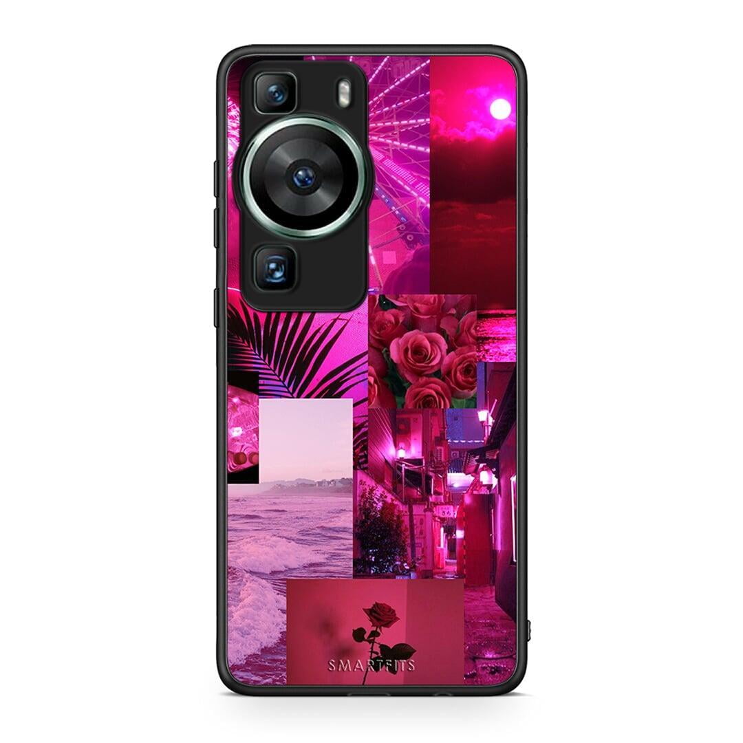 Θήκη Huawei P60 Collage Red Roses από τη Smartfits με σχέδιο στο πίσω μέρος και μαύρο περίβλημα | Huawei P60 Collage Red Roses Case with Colorful Back and Black Bezels