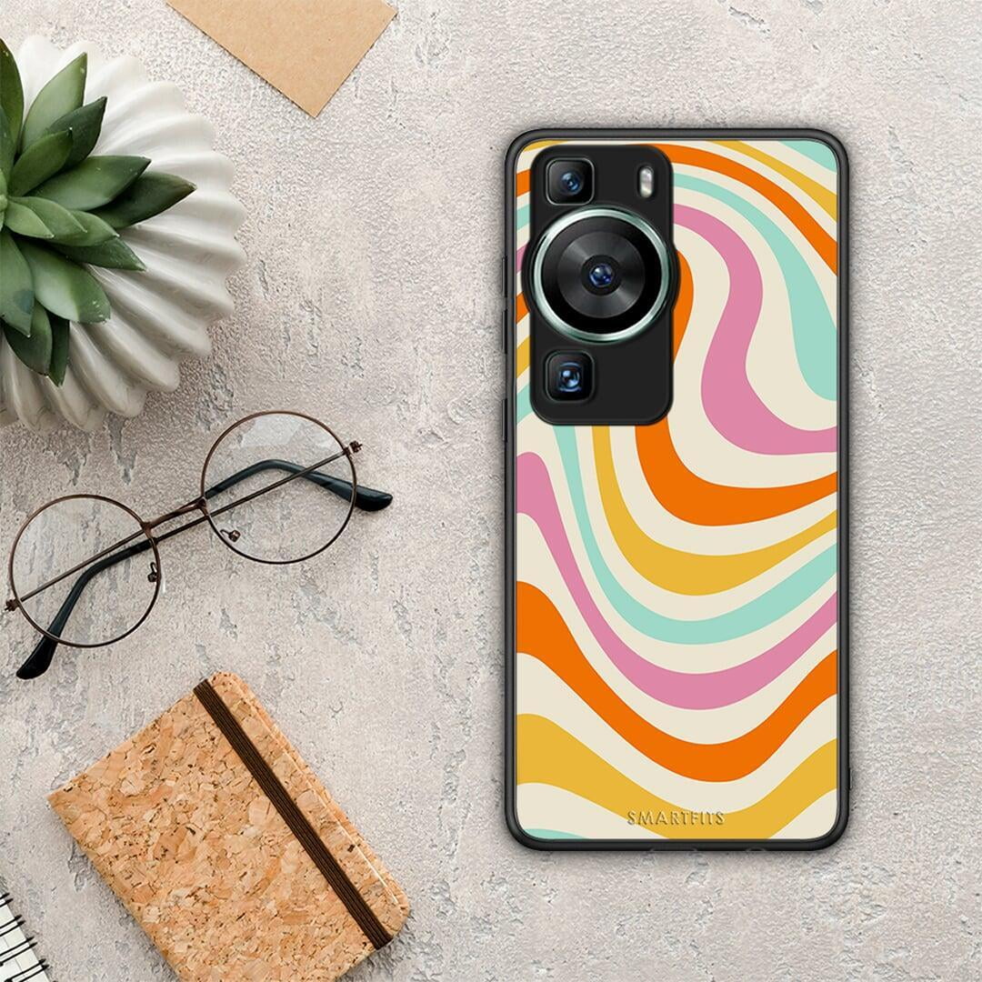 Θήκη Huawei P60 Colourful Waves από τη Smartfits με σχέδιο στο πίσω μέρος και μαύρο περίβλημα | Huawei P60 Colourful Waves Case with Colorful Back and Black Bezels