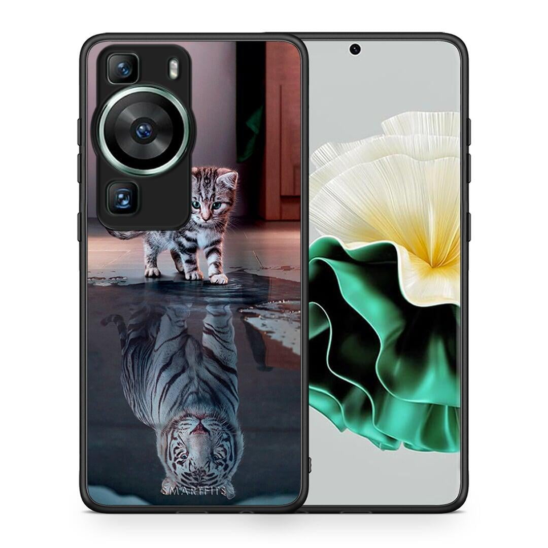 Θήκη Huawei P60 Cute Tiger από τη Smartfits με σχέδιο στο πίσω μέρος και μαύρο περίβλημα | Huawei P60 Cute Tiger Case with Colorful Back and Black Bezels