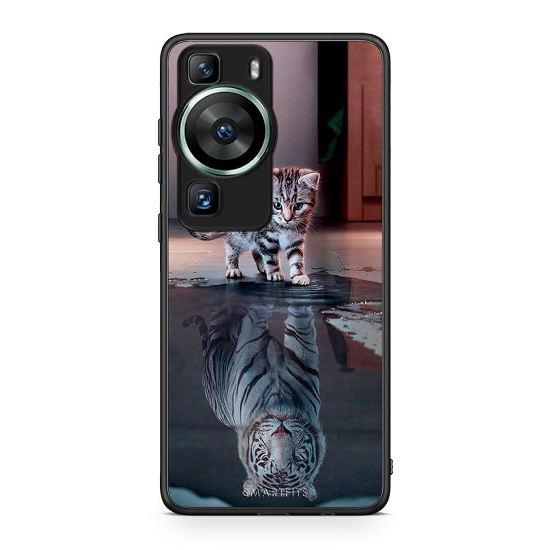 Θήκη Huawei P60 Cute Tiger από τη Smartfits με σχέδιο στο πίσω μέρος και μαύρο περίβλημα | Huawei P60 Cute Tiger Case with Colorful Back and Black Bezels