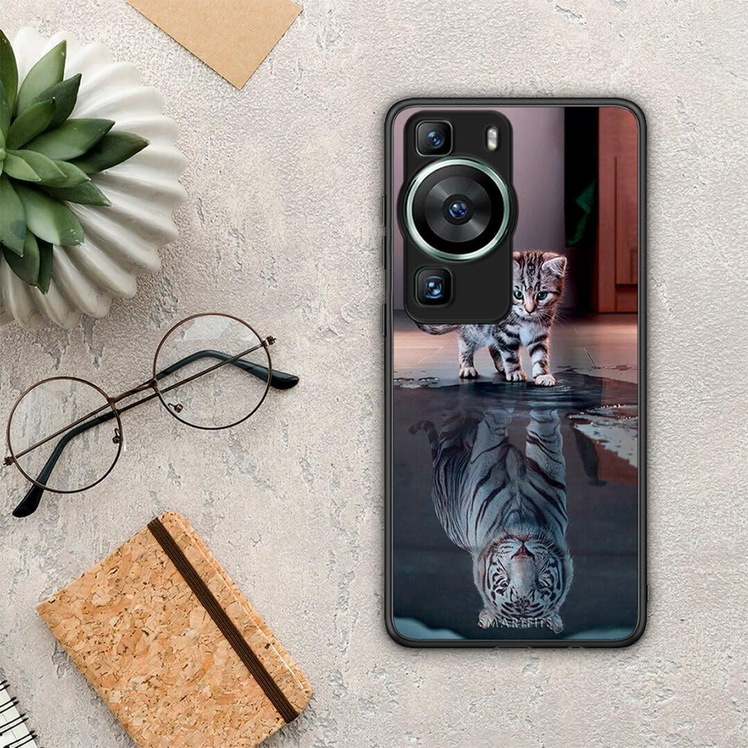 Θήκη Huawei P60 Cute Tiger από τη Smartfits με σχέδιο στο πίσω μέρος και μαύρο περίβλημα | Huawei P60 Cute Tiger Case with Colorful Back and Black Bezels