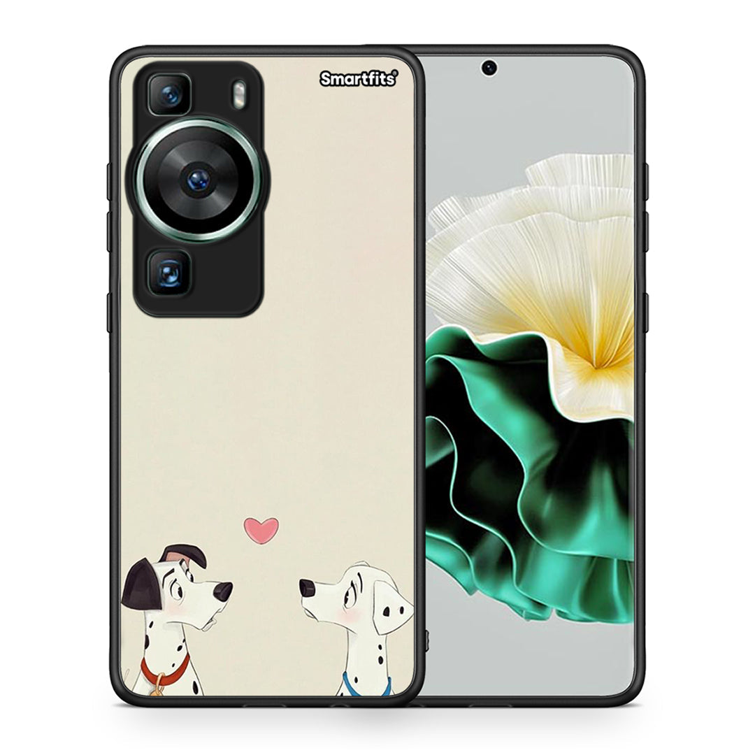 Θήκη Huawei P60 Dalmatians Love από τη Smartfits με σχέδιο στο πίσω μέρος και μαύρο περίβλημα | Huawei P60 Dalmatians Love Case with Colorful Back and Black Bezels
