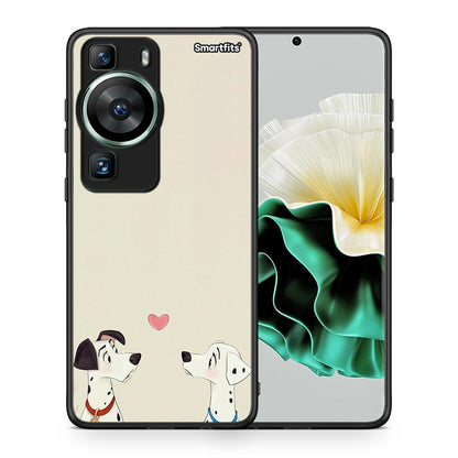 Θήκη Huawei P60 Dalmatians Love από τη Smartfits με σχέδιο στο πίσω μέρος και μαύρο περίβλημα | Huawei P60 Dalmatians Love Case with Colorful Back and Black Bezels