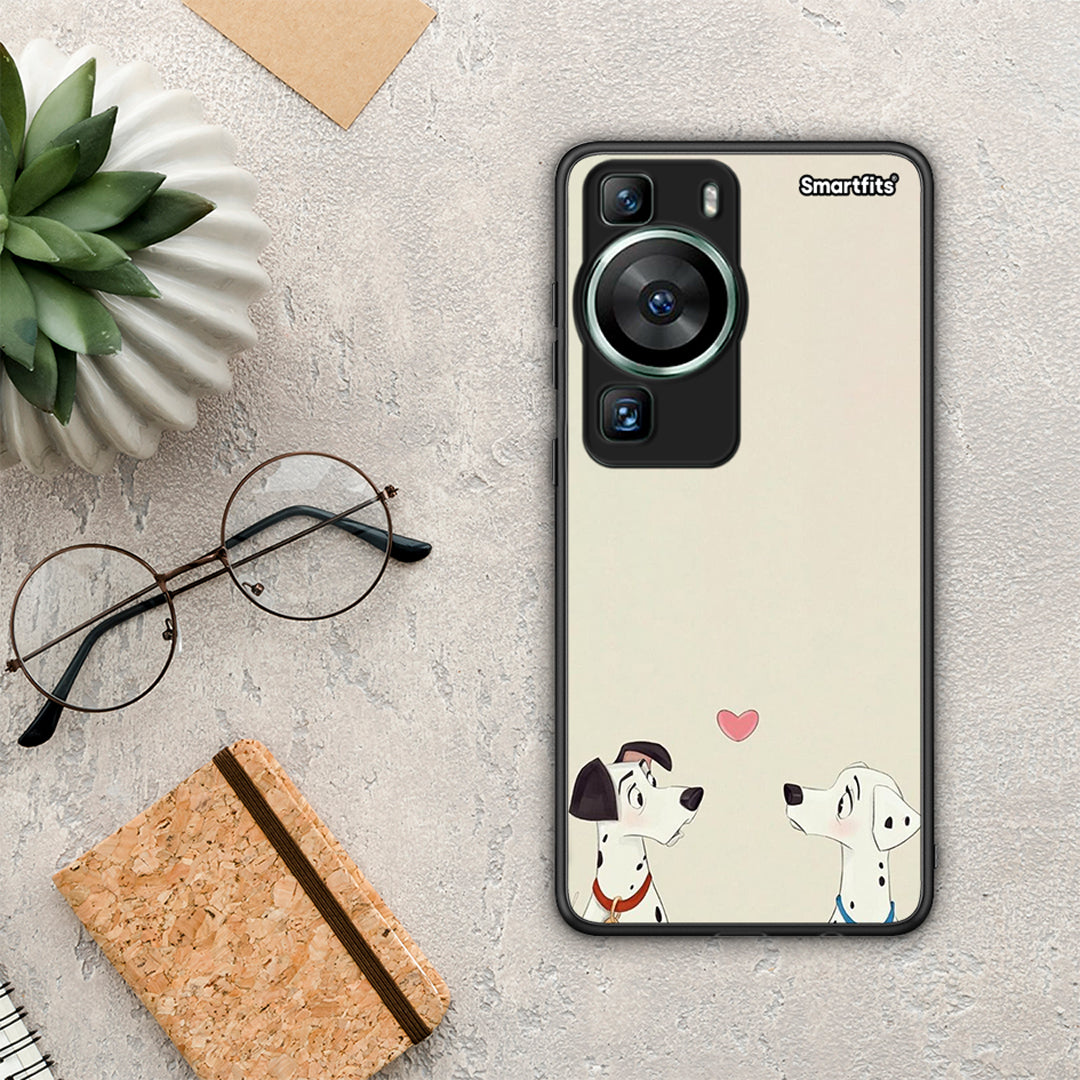 Θήκη Huawei P60 Dalmatians Love από τη Smartfits με σχέδιο στο πίσω μέρος και μαύρο περίβλημα | Huawei P60 Dalmatians Love Case with Colorful Back and Black Bezels