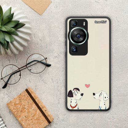 Θήκη Huawei P60 Dalmatians Love από τη Smartfits με σχέδιο στο πίσω μέρος και μαύρο περίβλημα | Huawei P60 Dalmatians Love Case with Colorful Back and Black Bezels