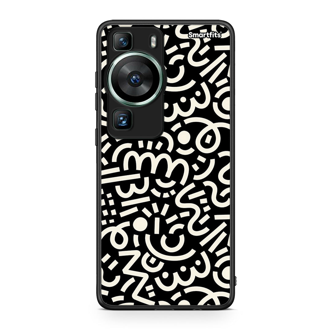 Θήκη Huawei P60 Doodle Art από τη Smartfits με σχέδιο στο πίσω μέρος και μαύρο περίβλημα | Huawei P60 Doodle Art Case with Colorful Back and Black Bezels
