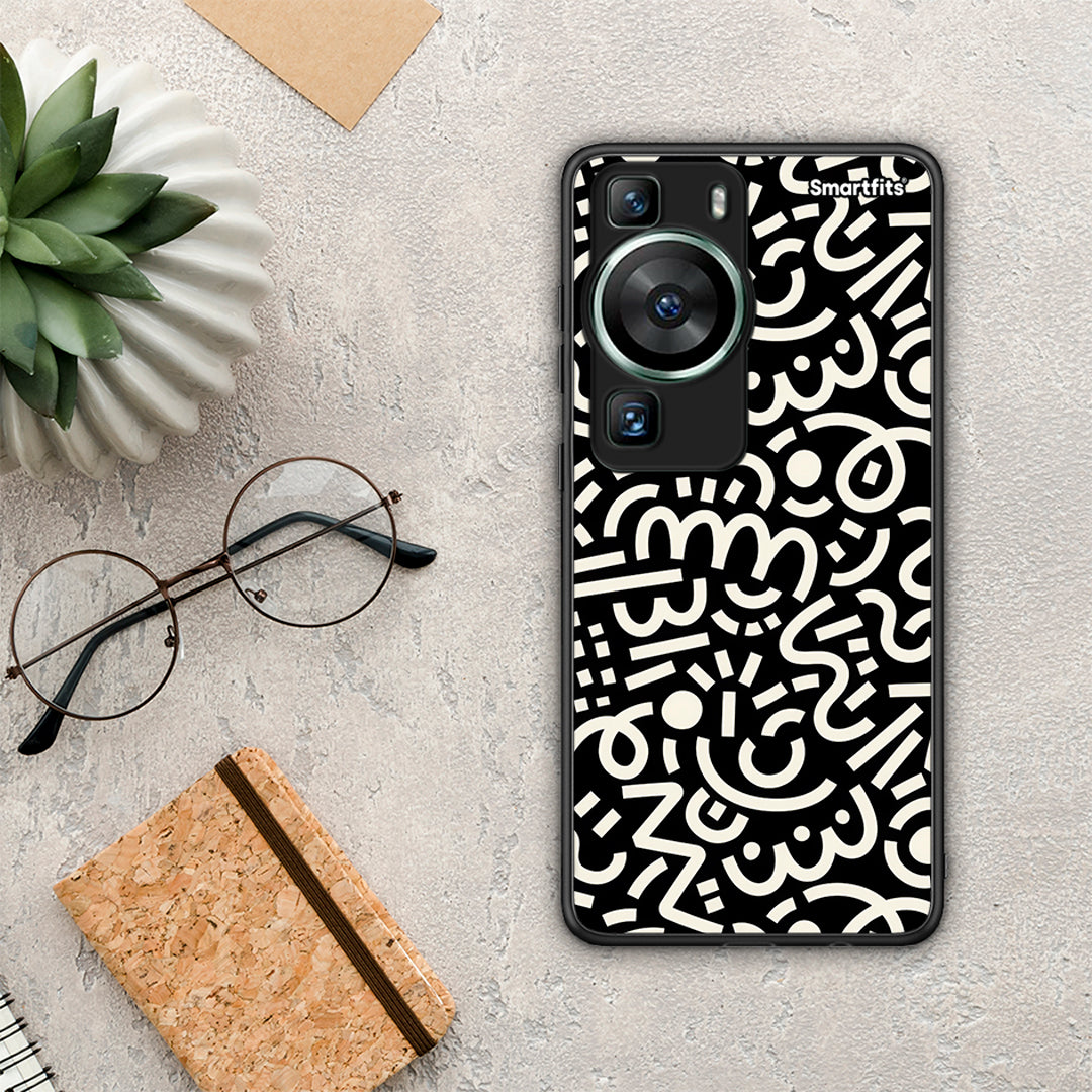 Θήκη Huawei P60 Doodle Art από τη Smartfits με σχέδιο στο πίσω μέρος και μαύρο περίβλημα | Huawei P60 Doodle Art Case with Colorful Back and Black Bezels
