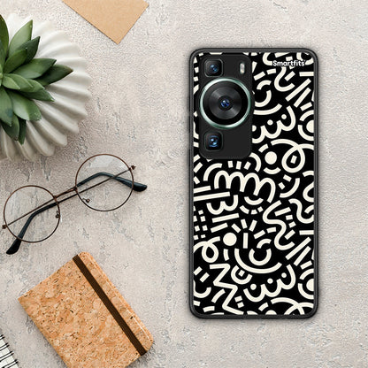 Θήκη Huawei P60 Doodle Art από τη Smartfits με σχέδιο στο πίσω μέρος και μαύρο περίβλημα | Huawei P60 Doodle Art Case with Colorful Back and Black Bezels