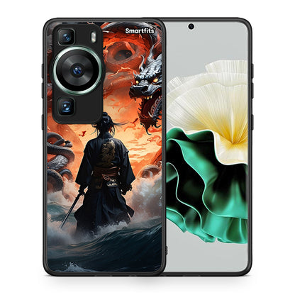 Θήκη Huawei P60 Dragons Fight από τη Smartfits με σχέδιο στο πίσω μέρος και μαύρο περίβλημα | Huawei P60 Dragons Fight Case with Colorful Back and Black Bezels