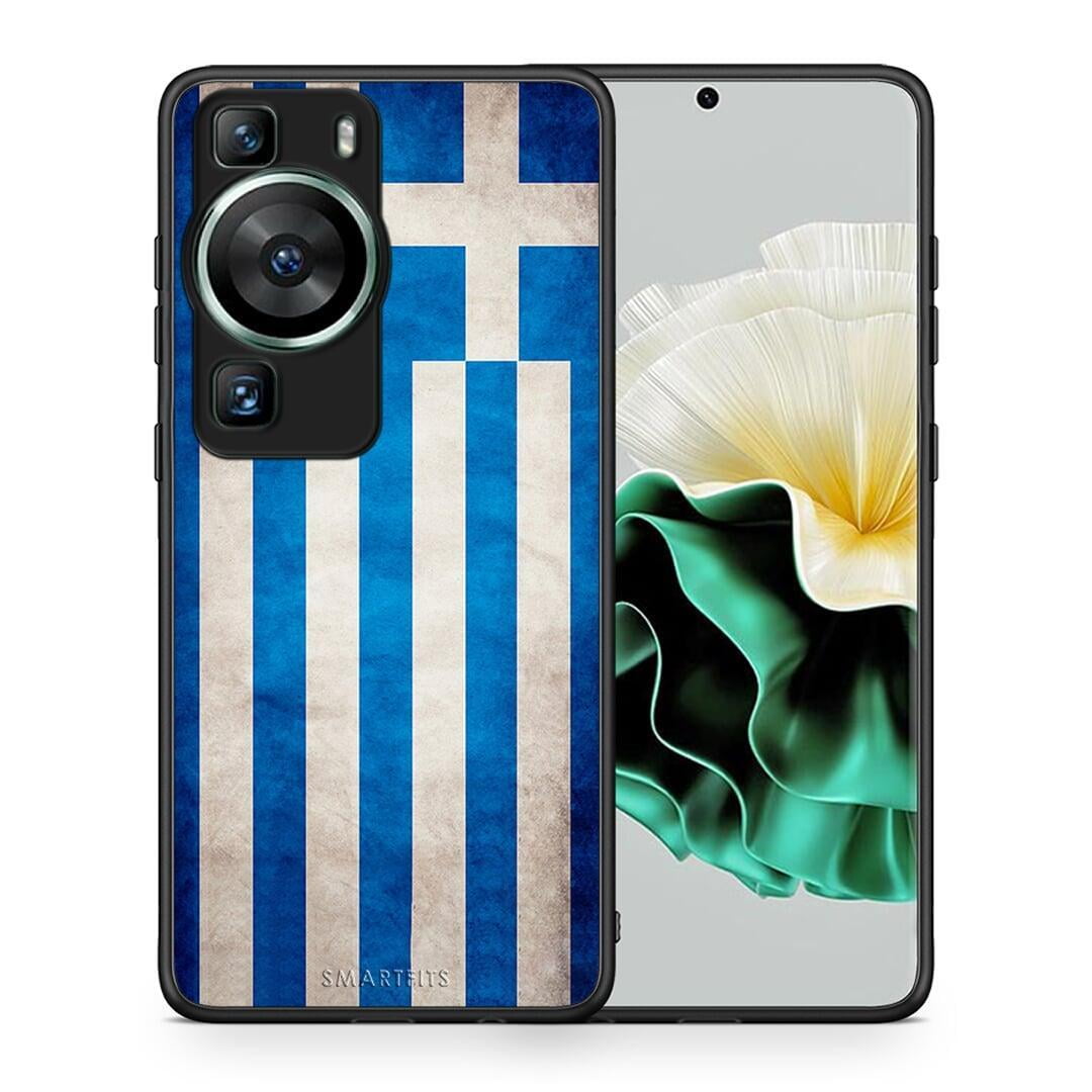 Θήκη Huawei P60 Flag Greek από τη Smartfits με σχέδιο στο πίσω μέρος και μαύρο περίβλημα | Huawei P60 Flag Greek Case with Colorful Back and Black Bezels