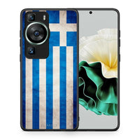 Thumbnail for Θήκη Huawei P60 Flag Greek από τη Smartfits με σχέδιο στο πίσω μέρος και μαύρο περίβλημα | Huawei P60 Flag Greek Case with Colorful Back and Black Bezels