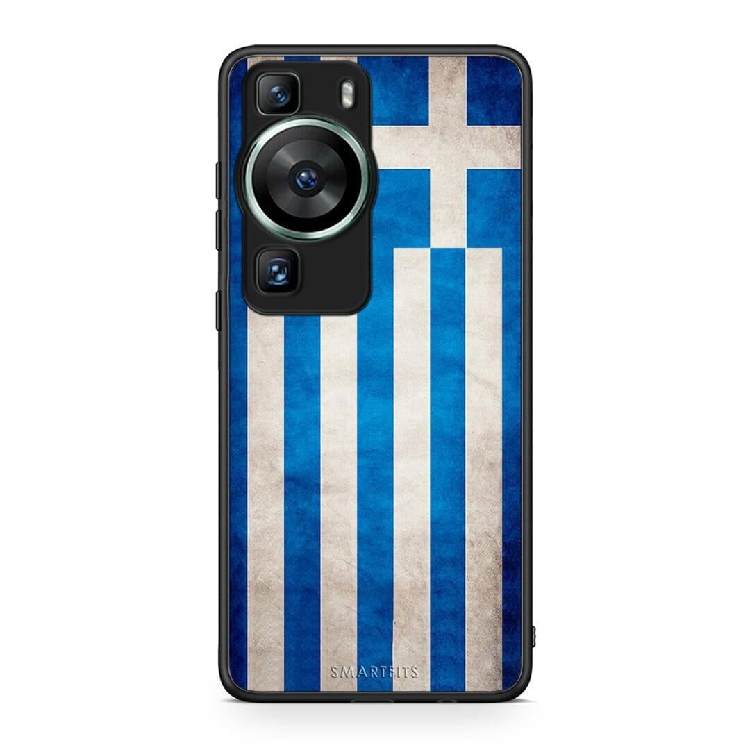 Θήκη Huawei P60 Flag Greek από τη Smartfits με σχέδιο στο πίσω μέρος και μαύρο περίβλημα | Huawei P60 Flag Greek Case with Colorful Back and Black Bezels