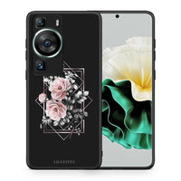 Thumbnail for Θήκη Huawei P60 Flower Frame από τη Smartfits με σχέδιο στο πίσω μέρος και μαύρο περίβλημα | Huawei P60 Flower Frame Case with Colorful Back and Black Bezels