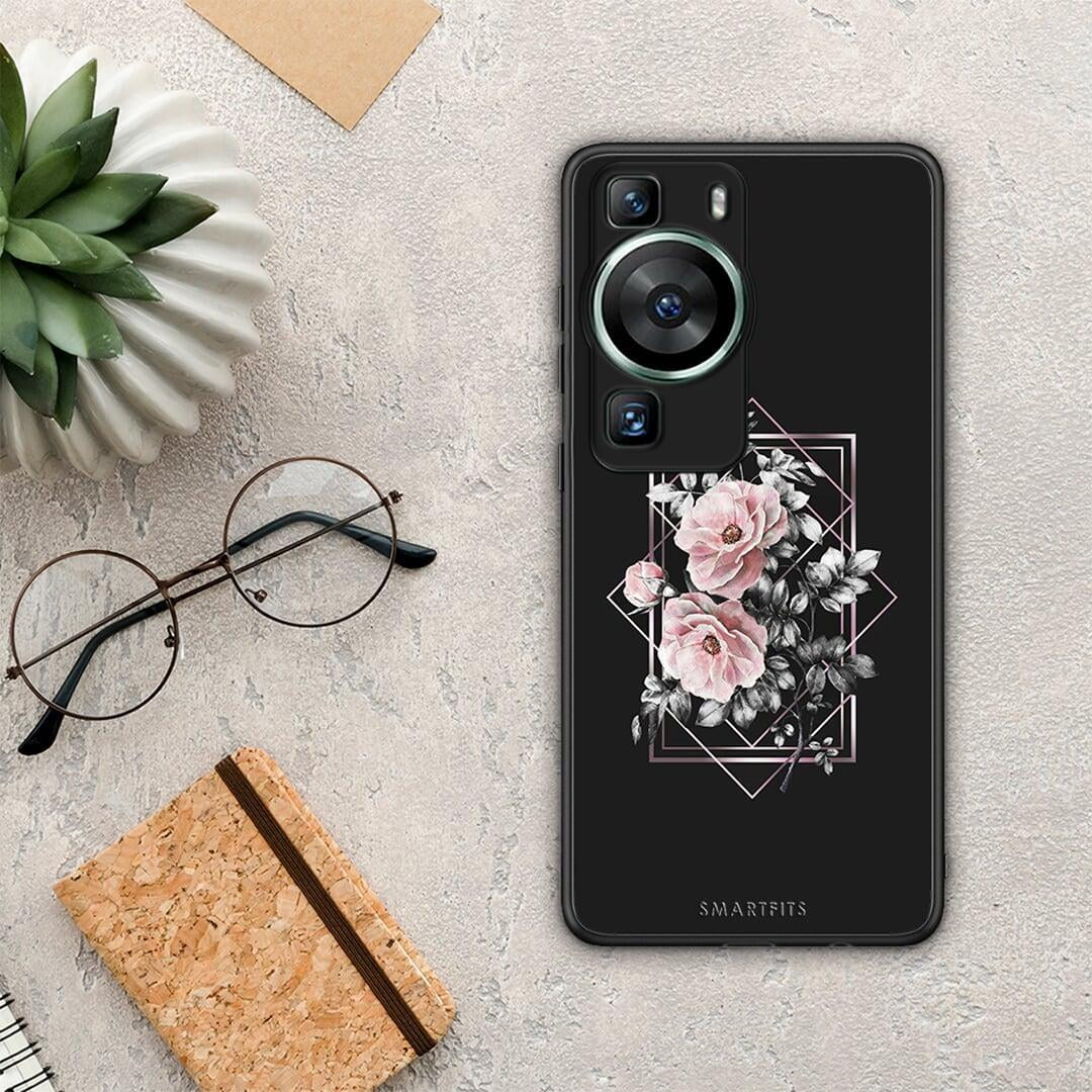 Θήκη Huawei P60 Flower Frame από τη Smartfits με σχέδιο στο πίσω μέρος και μαύρο περίβλημα | Huawei P60 Flower Frame Case with Colorful Back and Black Bezels