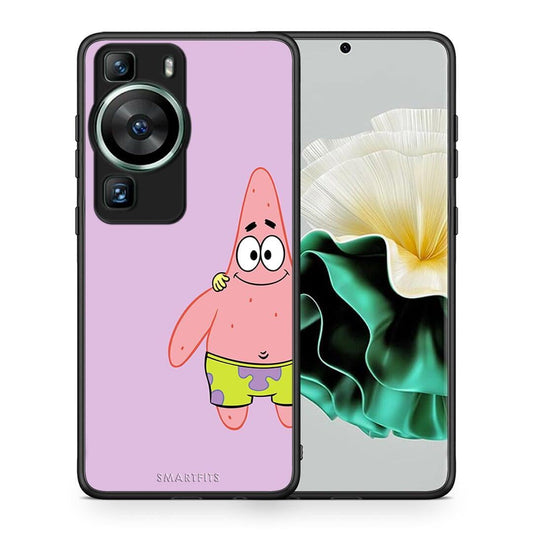 Θήκη Huawei P60 Friends Patrick από τη Smartfits με σχέδιο στο πίσω μέρος και μαύρο περίβλημα | Huawei P60 Friends Patrick Case with Colorful Back and Black Bezels