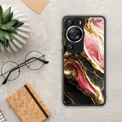 Θήκη Huawei P60 Glamorous Pink Marble από τη Smartfits με σχέδιο στο πίσω μέρος και μαύρο περίβλημα | Huawei P60 Glamorous Pink Marble Case with Colorful Back and Black Bezels
