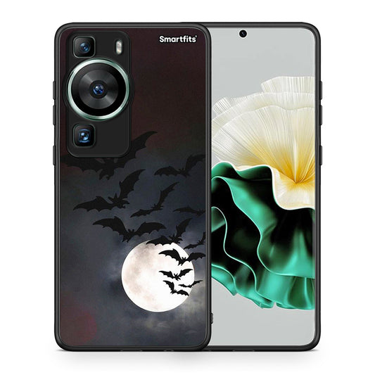Θήκη Huawei P60 Halloween Bat Night από τη Smartfits με σχέδιο στο πίσω μέρος και μαύρο περίβλημα | Huawei P60 Halloween Bat Night Case with Colorful Back and Black Bezels