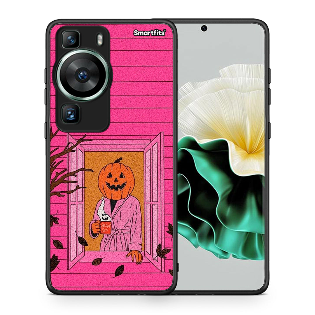 Θήκη Huawei P60 Halloween Pumpkin Lady από τη Smartfits με σχέδιο στο πίσω μέρος και μαύρο περίβλημα | Huawei P60 Halloween Pumpkin Lady Case with Colorful Back and Black Bezels