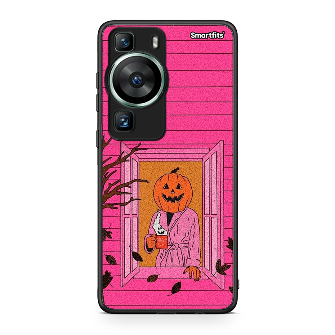 Θήκη Huawei P60 Halloween Pumpkin Lady από τη Smartfits με σχέδιο στο πίσω μέρος και μαύρο περίβλημα | Huawei P60 Halloween Pumpkin Lady Case with Colorful Back and Black Bezels