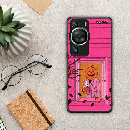 Θήκη Huawei P60 Halloween Pumpkin Lady από τη Smartfits με σχέδιο στο πίσω μέρος και μαύρο περίβλημα | Huawei P60 Halloween Pumpkin Lady Case with Colorful Back and Black Bezels