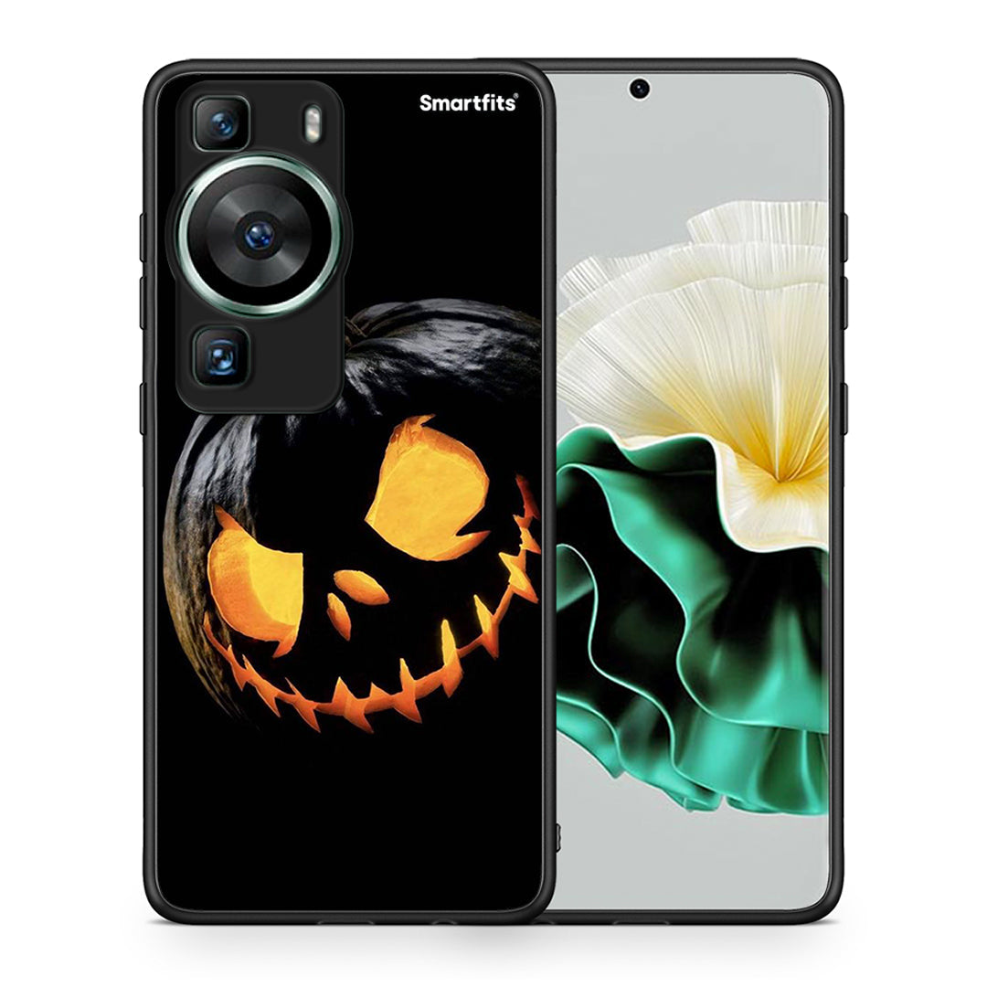 Θήκη Huawei P60 Halloween Scary Pumpkin από τη Smartfits με σχέδιο στο πίσω μέρος και μαύρο περίβλημα | Huawei P60 Halloween Scary Pumpkin Case with Colorful Back and Black Bezels