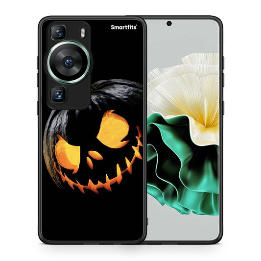 Θήκη Huawei P60 Halloween Scary Pumpkin από τη Smartfits με σχέδιο στο πίσω μέρος και μαύρο περίβλημα | Huawei P60 Halloween Scary Pumpkin Case with Colorful Back and Black Bezels
