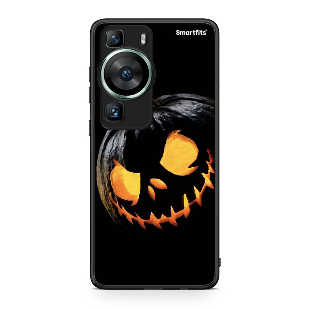 Θήκη Huawei P60 Halloween Scary Pumpkin από τη Smartfits με σχέδιο στο πίσω μέρος και μαύρο περίβλημα | Huawei P60 Halloween Scary Pumpkin Case with Colorful Back and Black Bezels