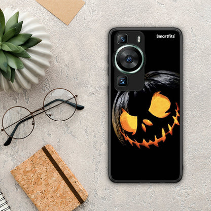 Θήκη Huawei P60 Halloween Scary Pumpkin από τη Smartfits με σχέδιο στο πίσω μέρος και μαύρο περίβλημα | Huawei P60 Halloween Scary Pumpkin Case with Colorful Back and Black Bezels