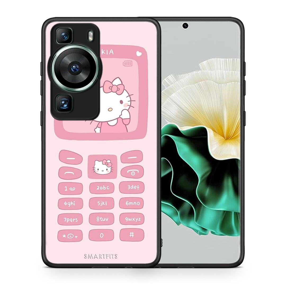 Θήκη Huawei P60 Hello Kitten από τη Smartfits με σχέδιο στο πίσω μέρος και μαύρο περίβλημα | Huawei P60 Hello Kitten Case with Colorful Back and Black Bezels