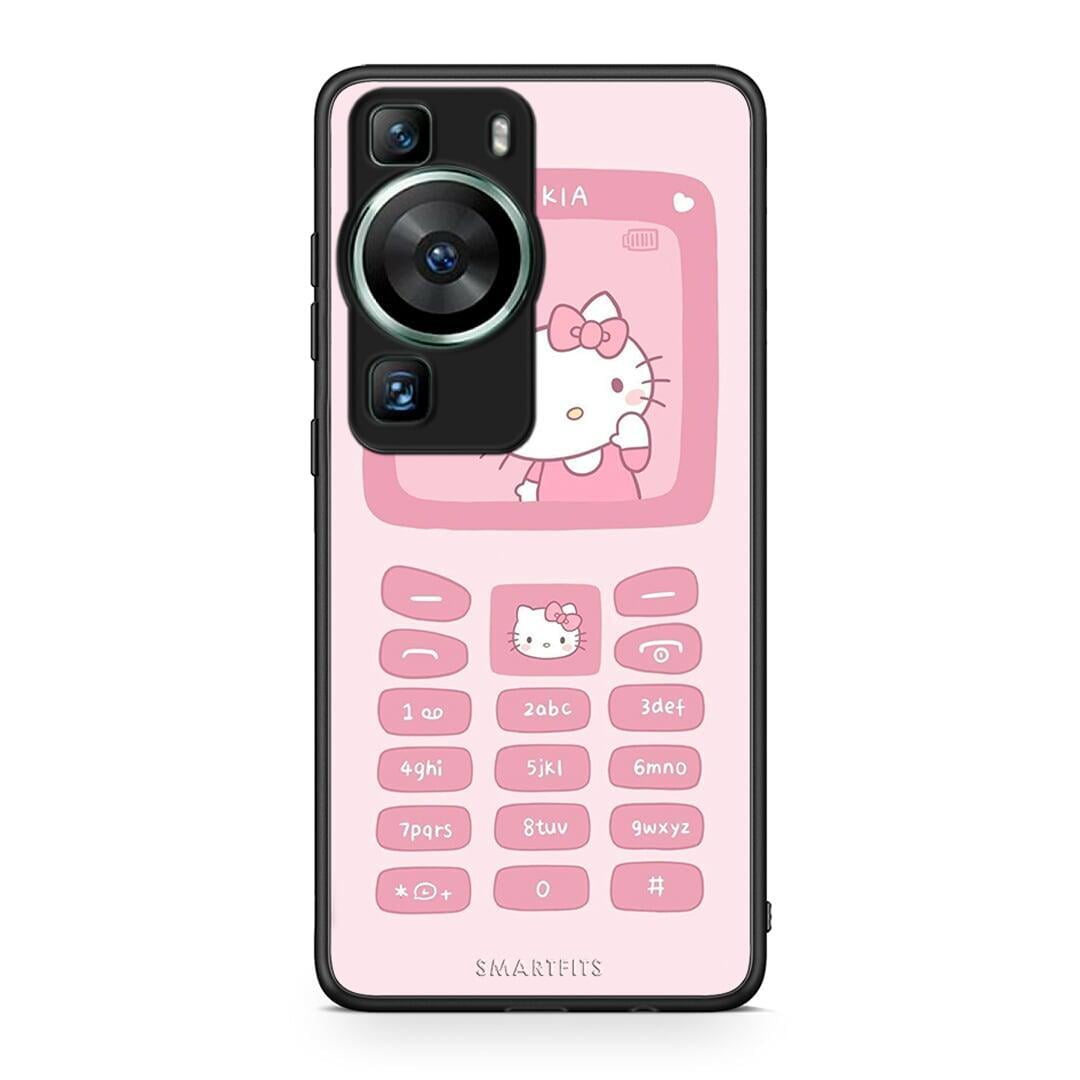 Θήκη Huawei P60 Hello Kitten από τη Smartfits με σχέδιο στο πίσω μέρος και μαύρο περίβλημα | Huawei P60 Hello Kitten Case with Colorful Back and Black Bezels