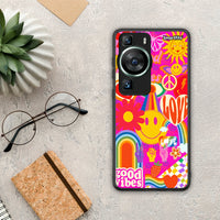 Thumbnail for Θήκη Huawei P60 Hippie Love από τη Smartfits με σχέδιο στο πίσω μέρος και μαύρο περίβλημα | Huawei P60 Hippie Love Case with Colorful Back and Black Bezels