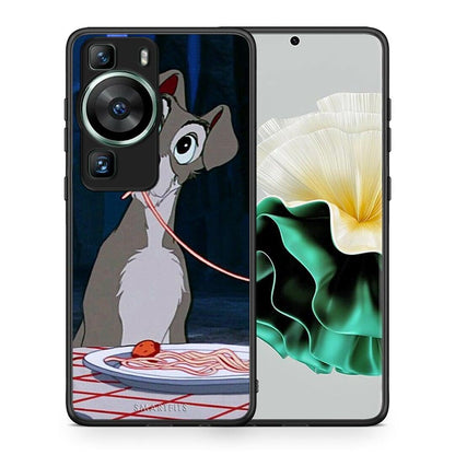 Θήκη Huawei P60 Lady And Tramp 1 από τη Smartfits με σχέδιο στο πίσω μέρος και μαύρο περίβλημα | Huawei P60 Lady And Tramp 1 Case with Colorful Back and Black Bezels