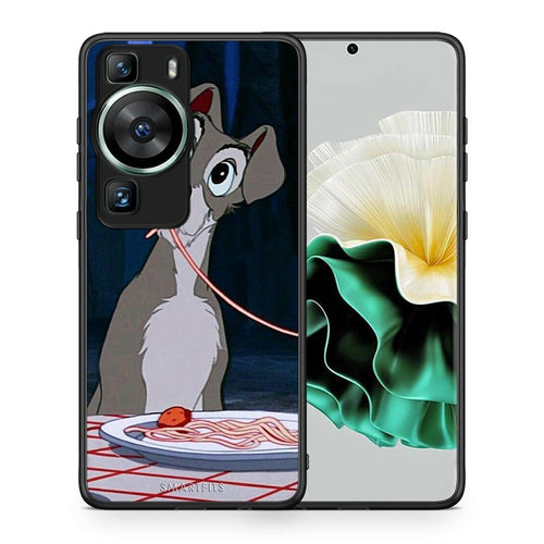 Θήκη Huawei P60 Lady And Tramp 1 από τη Smartfits με σχέδιο στο πίσω μέρος και μαύρο περίβλημα | Huawei P60 Lady And Tramp 1 Case with Colorful Back and Black Bezels