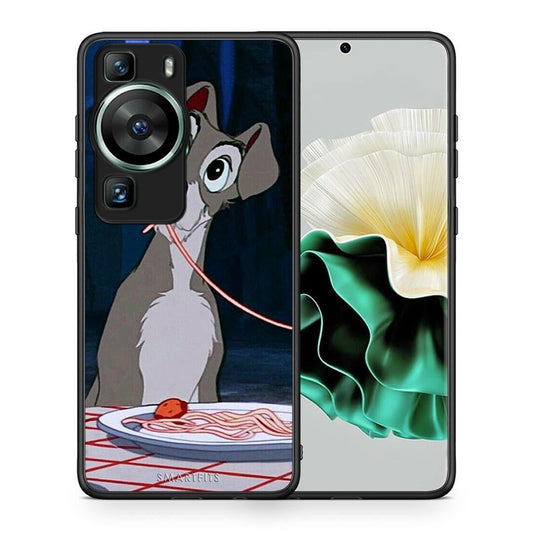 Θήκη Huawei P60 Lady And Tramp 1 από τη Smartfits με σχέδιο στο πίσω μέρος και μαύρο περίβλημα | Huawei P60 Lady And Tramp 1 Case with Colorful Back and Black Bezels