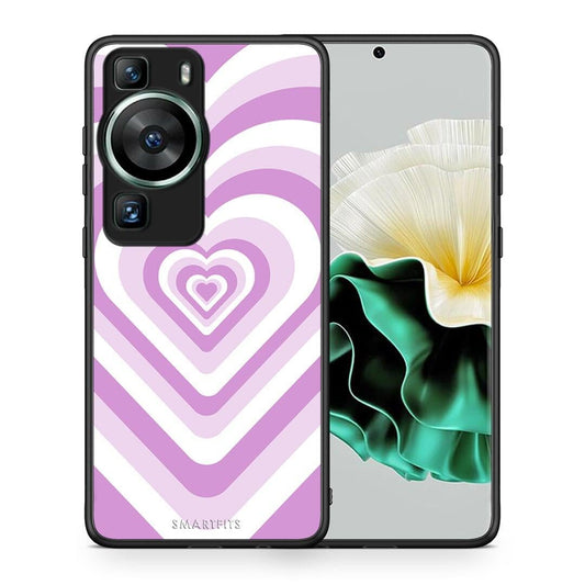 Θήκη Huawei P60 Lilac Hearts από τη Smartfits με σχέδιο στο πίσω μέρος και μαύρο περίβλημα | Huawei P60 Lilac Hearts Case with Colorful Back and Black Bezels