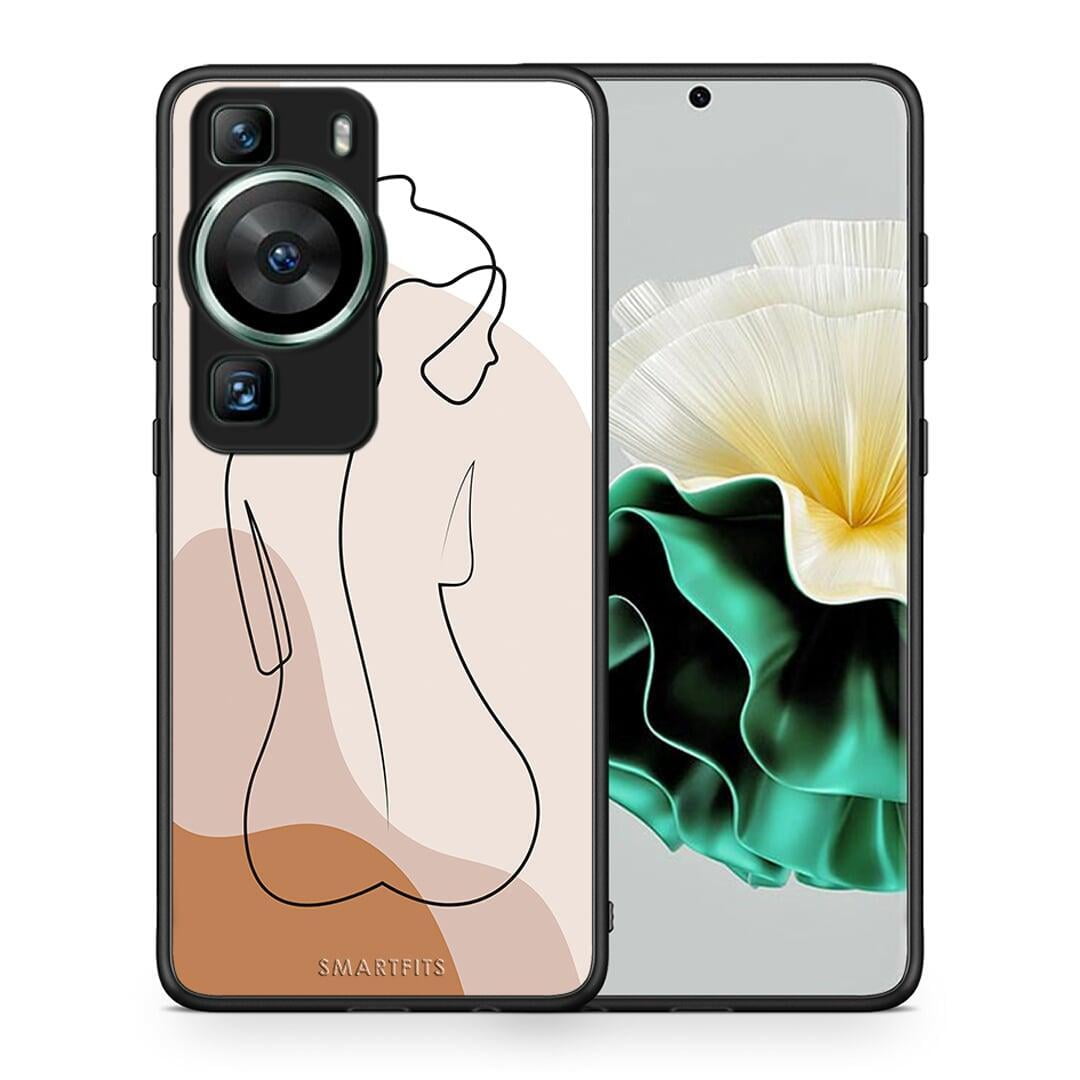 Θήκη Huawei P60 LineArt Woman από τη Smartfits με σχέδιο στο πίσω μέρος και μαύρο περίβλημα | Huawei P60 LineArt Woman Case with Colorful Back and Black Bezels