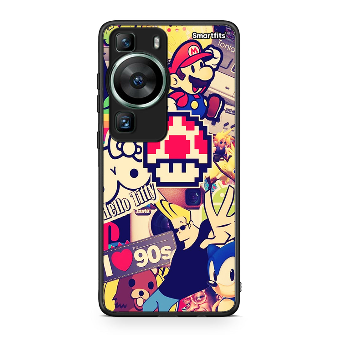 Θήκη Huawei P60 Love The 90s από τη Smartfits με σχέδιο στο πίσω μέρος και μαύρο περίβλημα | Huawei P60 Love The 90s Case with Colorful Back and Black Bezels