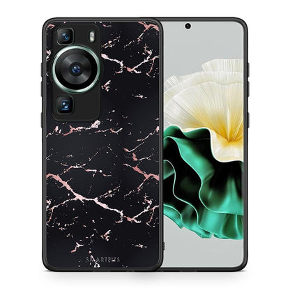 Θήκη Huawei P60 Marble Black Rosegold από τη Smartfits με σχέδιο στο πίσω μέρος και μαύρο περίβλημα | Huawei P60 Marble Black Rosegold Case with Colorful Back and Black Bezels