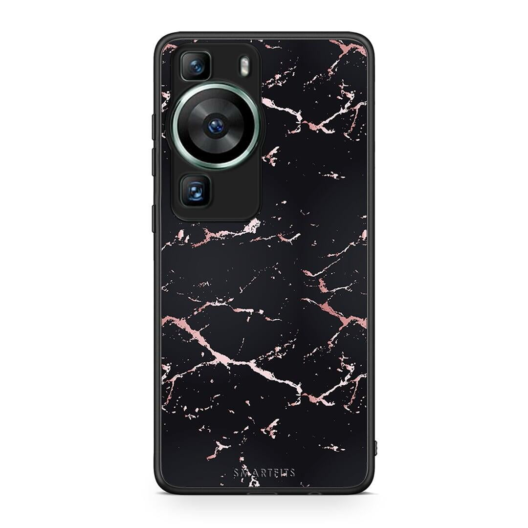 Θήκη Huawei P60 Marble Black Rosegold από τη Smartfits με σχέδιο στο πίσω μέρος και μαύρο περίβλημα | Huawei P60 Marble Black Rosegold Case with Colorful Back and Black Bezels